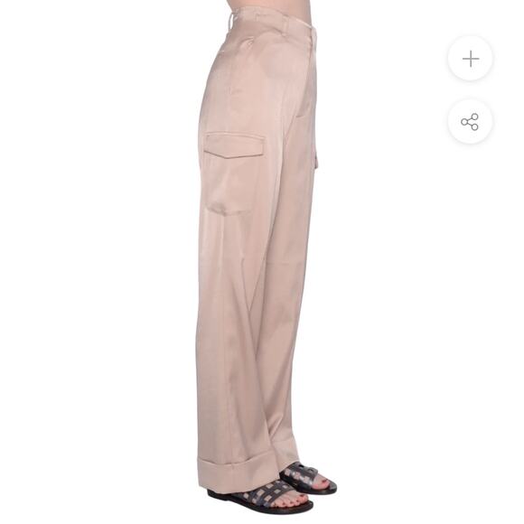 NWOT Elaine Kim Soma Cupro Cuffed Cargo Pant in Champagne Size Medium - Picture 4 of 10